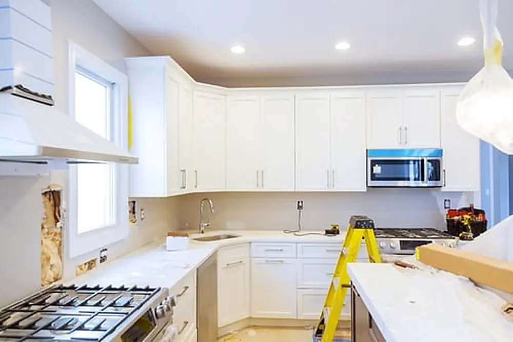 Home interior during damage repair and restoration work